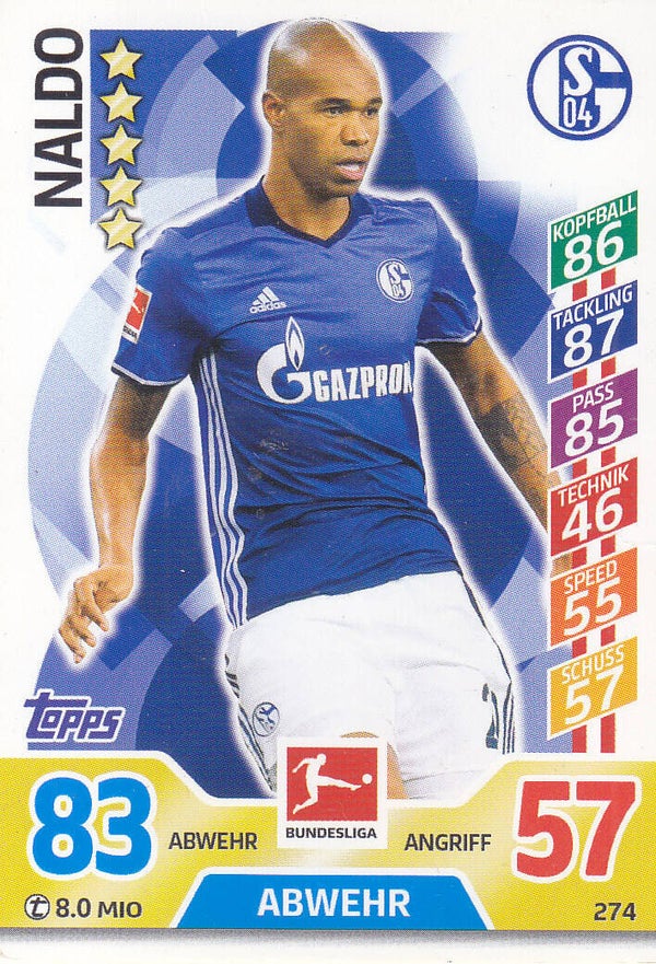 Naldo / FC Schalke 04 / Topps Match Attax 2017 / Basis Karte / Nr. 274