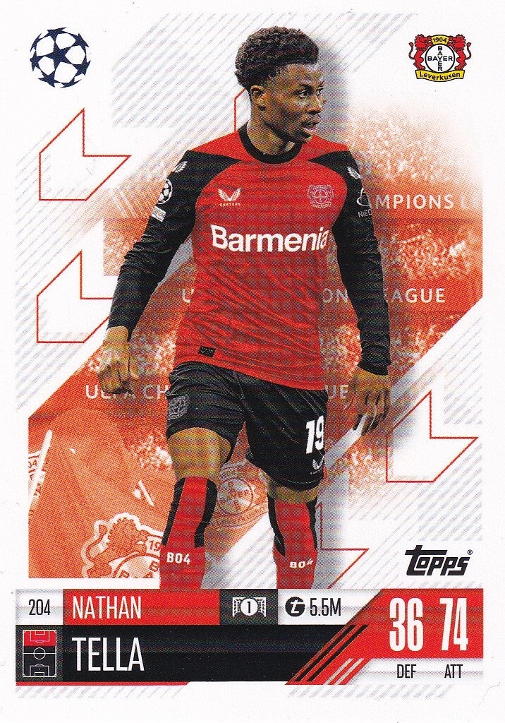 Nathan Tella / Bayer Leverkusen / Topps Champions League 2024 / Basis Karte / Nr. 204