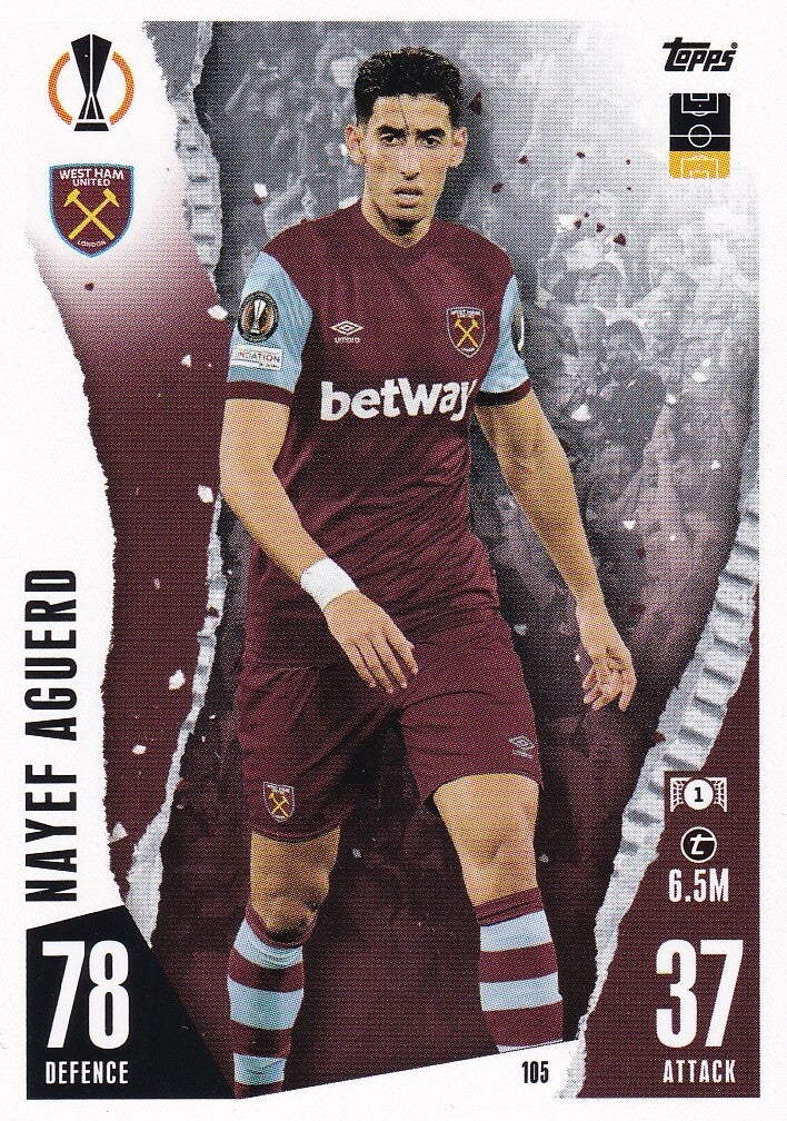 Nayef Aguerd / West Ham United / Topps Champions League 2023 / Basis Karte / Nr. 105