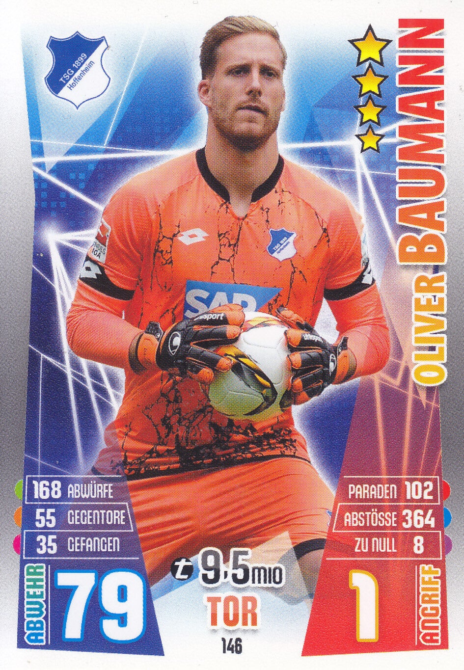 Oliver Baumann / TSG Hoffenheim / Topps Match Attax 2015 / Basis Karte / Nr.146