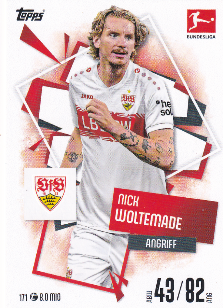 Nick Woltemade - VFB Stuttgart - Topps Match Attax 2025 - Basis Karte - Nr. 171