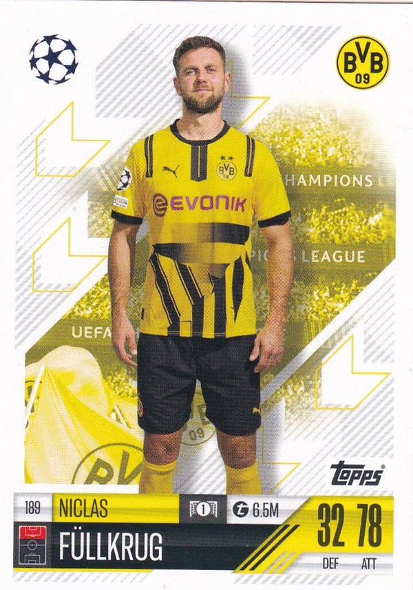 Niclas Füllkrug - Borussia Dortmund - Topps Champions League 2024 - Basis Karte - Nr. 189
