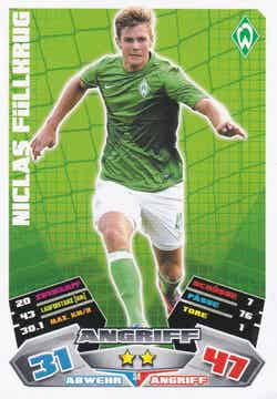 Niclas Füllkrug / SV Werder Bremen / Topps Match Attax 2012 / Basis Karte / Nr. 34