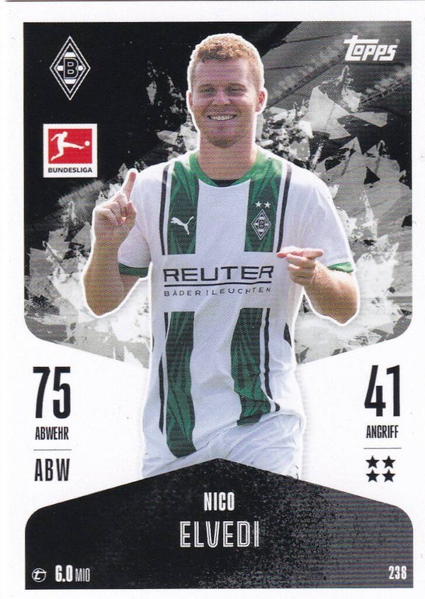 Nico Elvedi / Borussia Mönchengladbach / Topps Match Attax 2024 / Basis Karte / Nr. 238