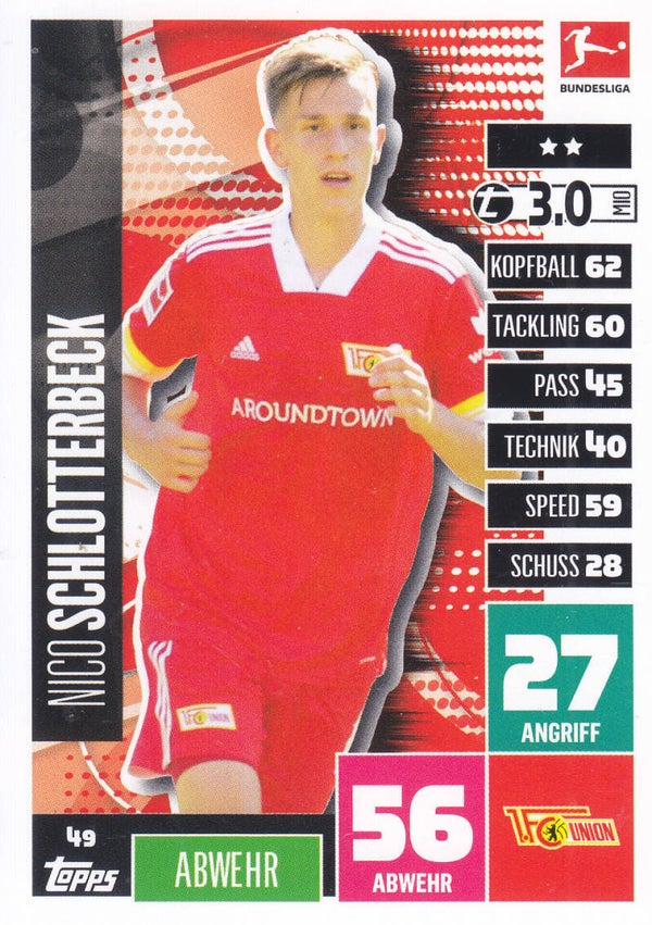 Nico Schlotterbeck / 1.FC Union Berlin / Topps Match Attax 2020 / Basis Karte / Nr. 49