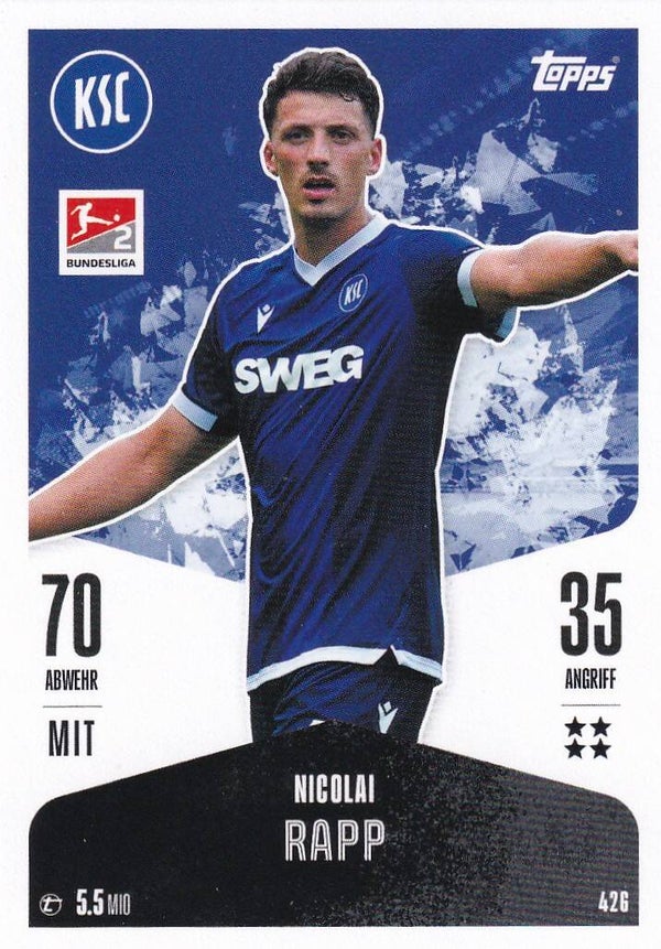 Nicolai Rapp / Karlsruher SC / Topps Match Attax 2024 / Basis Karte / Nr. 426