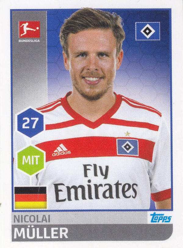Nicolai Müller / Hamburger SV / Topps Bundesliga 2017 / Basis Bild / Nr. 103