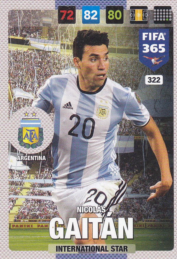 Nicolas Gaitan - Argentinien - Panini Fifa 365 Jahr 2017 - International Star - Nr. 322