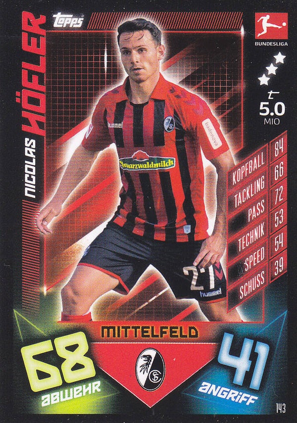 Nicolas Höfler / SC Freiburg / Topps Match Attax 2019 / Basis Karte / Nr.143
