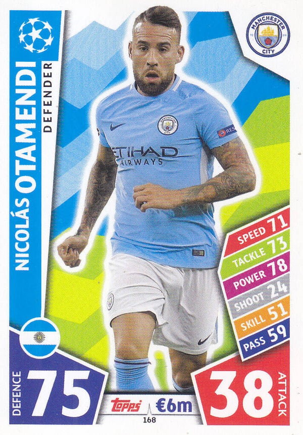 Nicolas Otamendi / Manchester City / Topps Champions League 2017 / Basis Karte / Nr.168