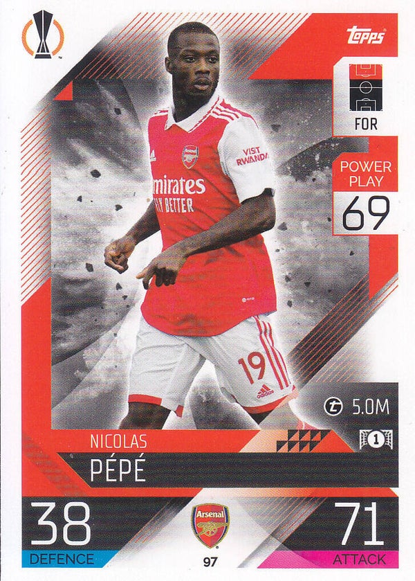 Nicolas Pepe / Arsenal London / Topps Champions League 2022 / Basis Karte / Nr.97