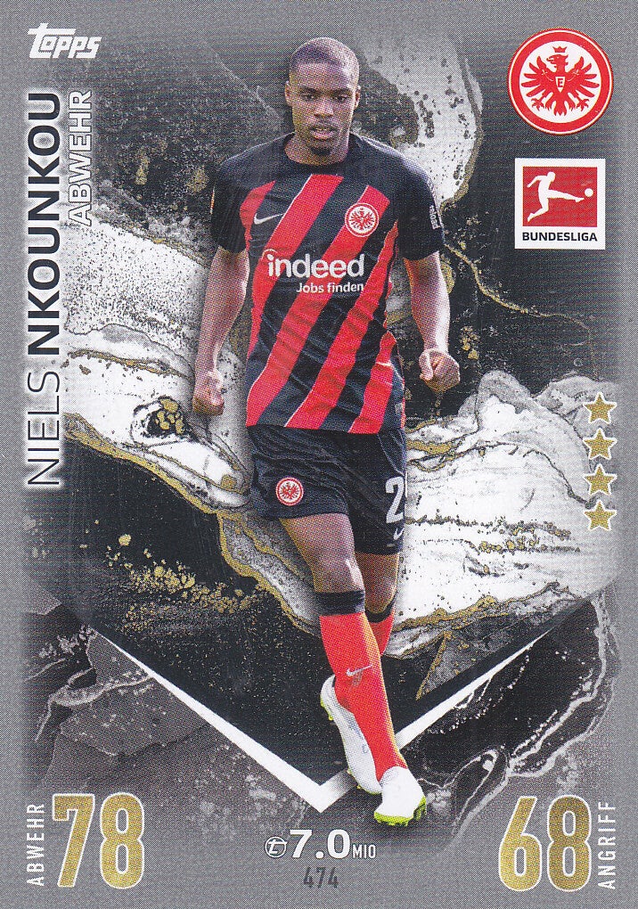Niels Nkounkou / Eintracht Frankfurt / Topps Match Attax Extra 2023 / Basis Karte / Nr. 474