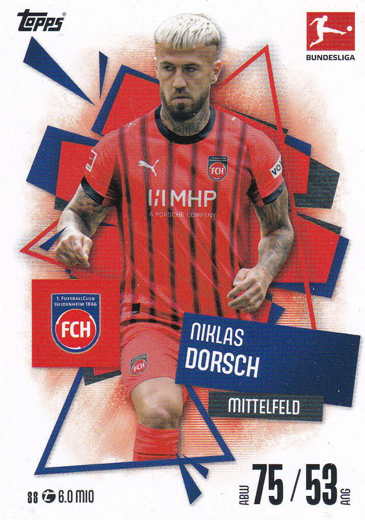 Niklas Dorsch - 1.FC Heidenheim - Topps Match Attax 2025 - Basis Karte - Nr. 88