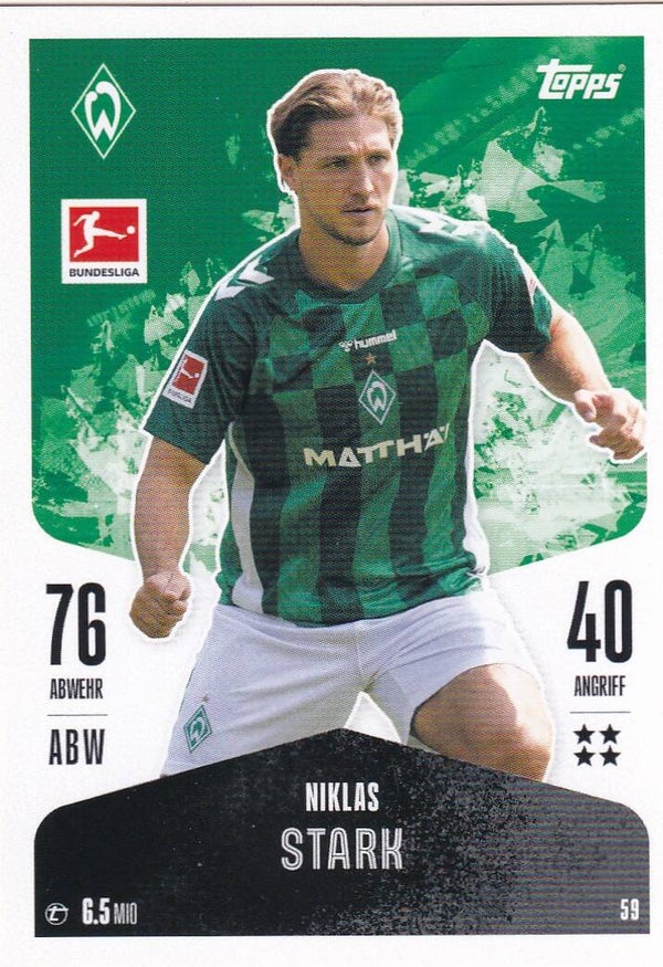 Niklas Stark - SV Werder Bremen - Topps Match Attax 2024 - Basis Karte - Nr. 59