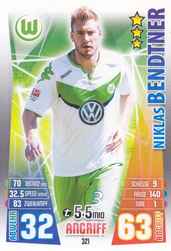 Niklas Bendtner / VFL Wolfsburg / Topps Match Attax 2015 / Basis Karte / Nr. 321