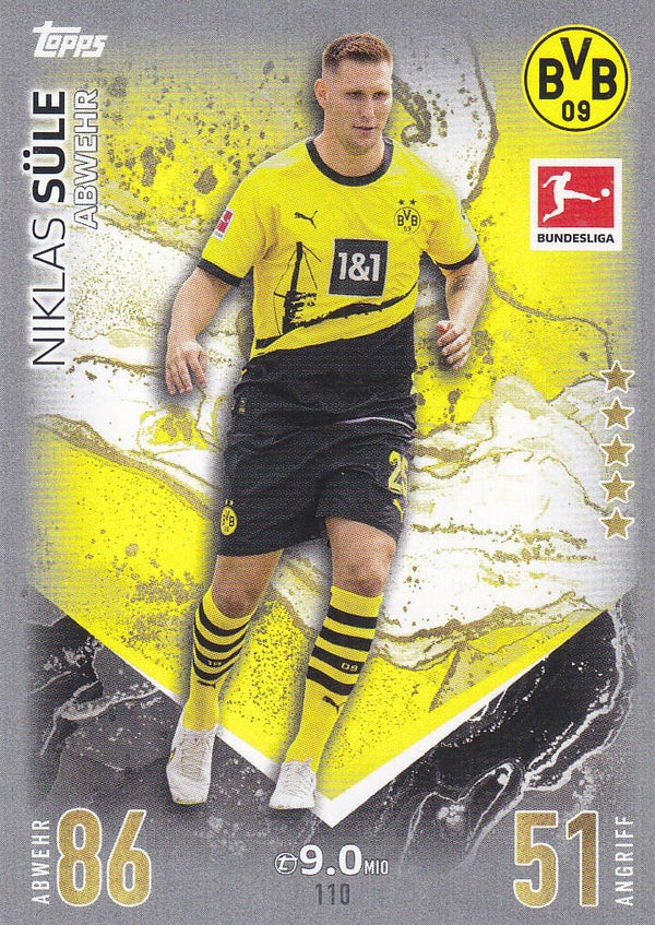 Niklas Süle / Borussia Dortmund / Topps Match Attax 2023 / Basis Karte / Nr.110