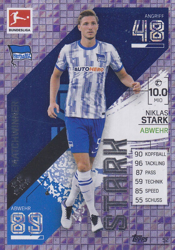 Niklas Stark / Hertha BSC Berlin / Topps Match Attax 2021 / Matchwinner / Nr.52