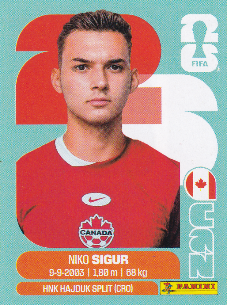 Niko Sigur - Canada - Panini WM 2026 - Basis Bild - CAN16