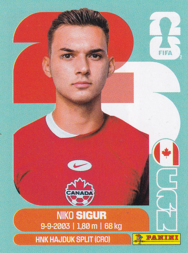 Niko Sigur - Canada - Panini WM 2026 - Basis Bild - CAN16