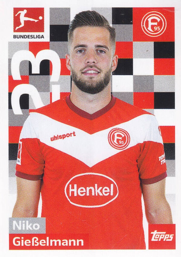 Niko Gießelmann / Fortuna Düsseldorf / Topps Bundesliga 2018 / Basis Bild / Nr.66