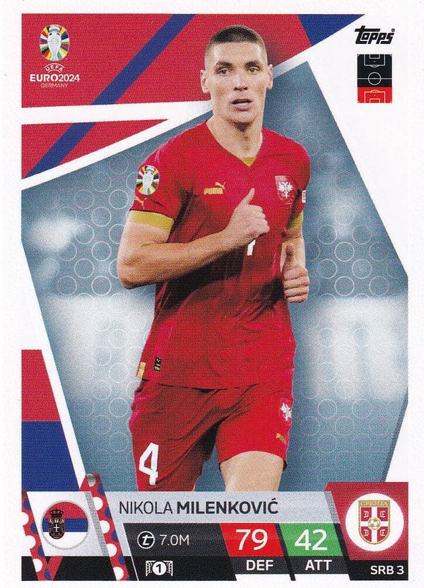 Nikola Milenkovic / Serbien / Topps EM 2024 / Basis Karte / Nr. SRB 3