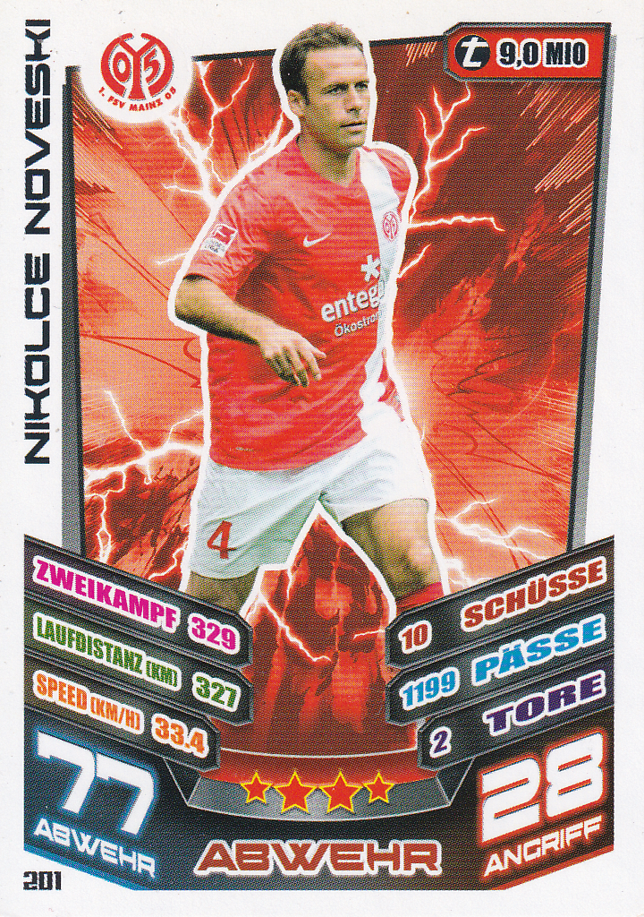 Nikolce Noveski - 1.FSV Mainz 05 - Topps Match Attax 2013 - Basis Karte - Nr. 201