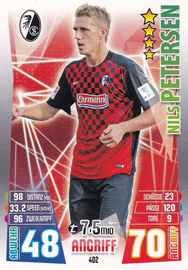 Nils Petersen / SC Freiburg / Topps Match Attax 2015 / Basis Karte / Nr. 402