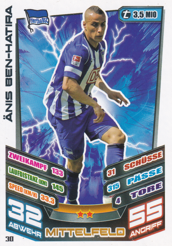 Änis Ben-Hatira - Hertha BSC Berlin - Topps Match Attax 2013 - Basis Karte - Nr. 30
