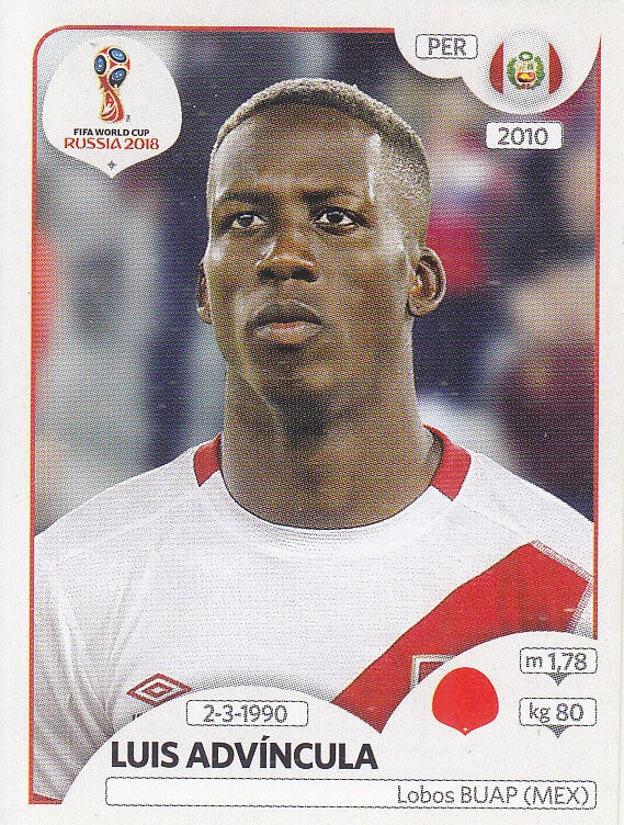 Luis Advincula / Peru / Panini WM 2018 / Basis Bild / Nr. 239