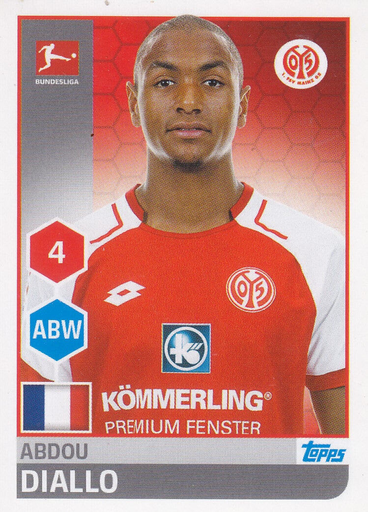 Abdou Diallo - 1.FSV Mainz 05 - Topps Bundesliga 2017 - Basis Bild - Nr. 186