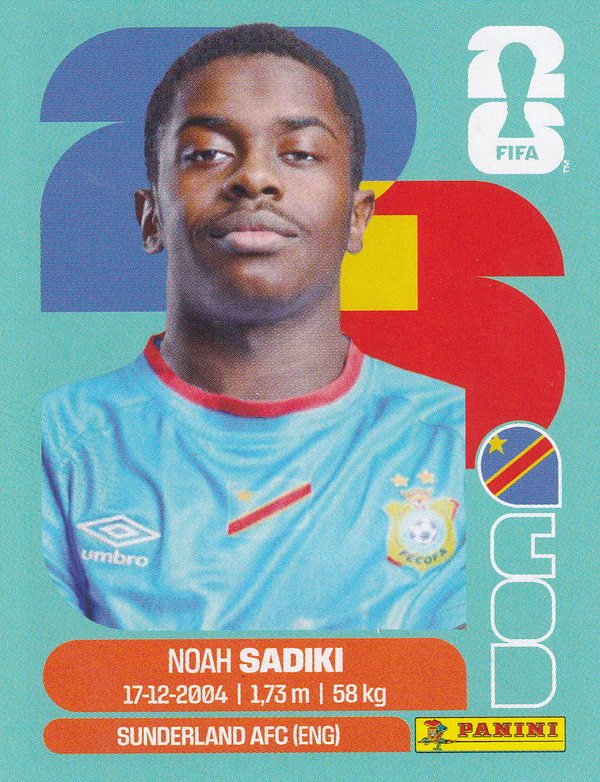Noah Sadiki - Kongo DR - Panini WM 2026 - Basis Bild - COD12