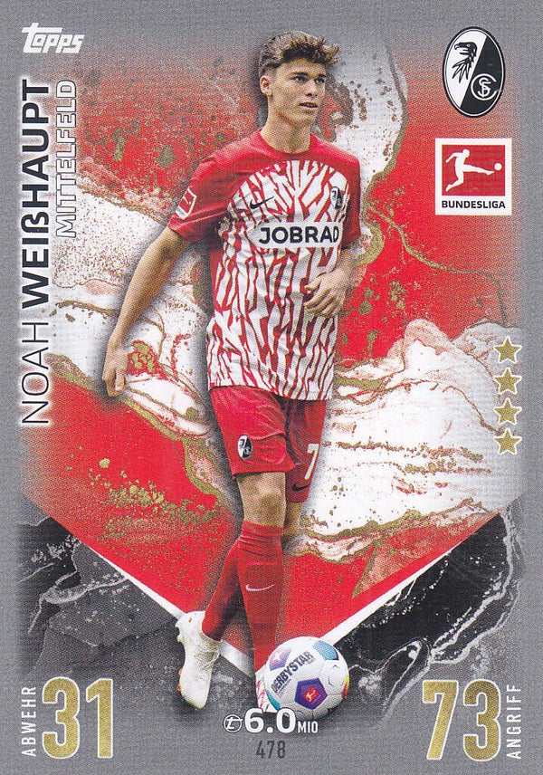 Noah Weißhaupt / SC Freiburg / Topps Match Attax Extra 2023 / Basis Karte / Nr.478