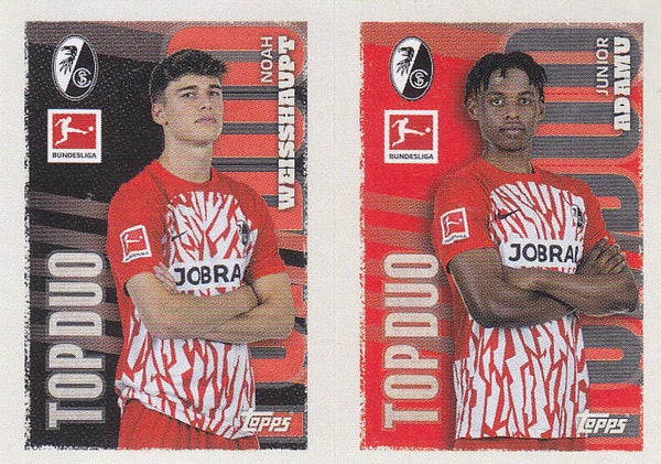 Noah Weisshaupt & Junior Adamu / SC Freiburg / Topps Bundesliga 2023 / Top Duo Nr.175 Nr.176