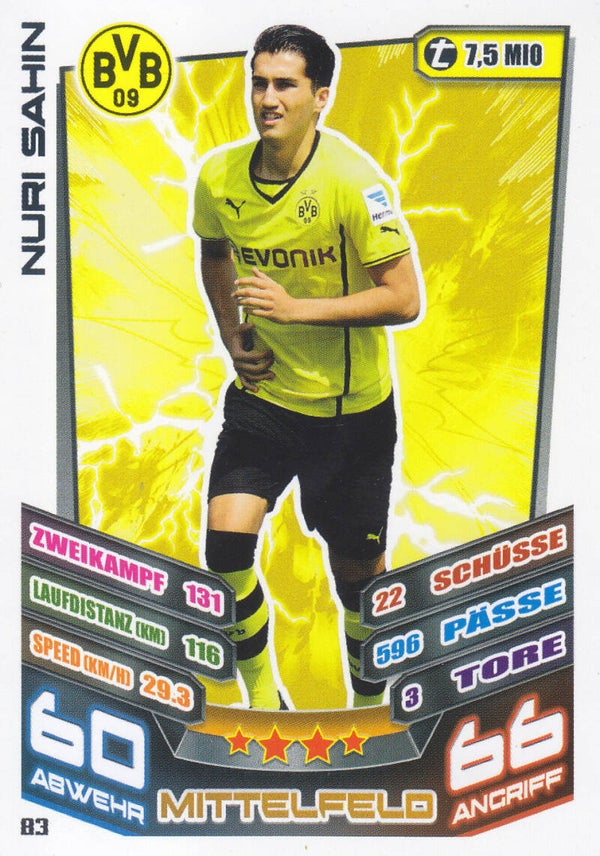 Nuri Sahin / Borussia Dortmund / Topps Match Attax 2013 / Basis Karte / Nr.83