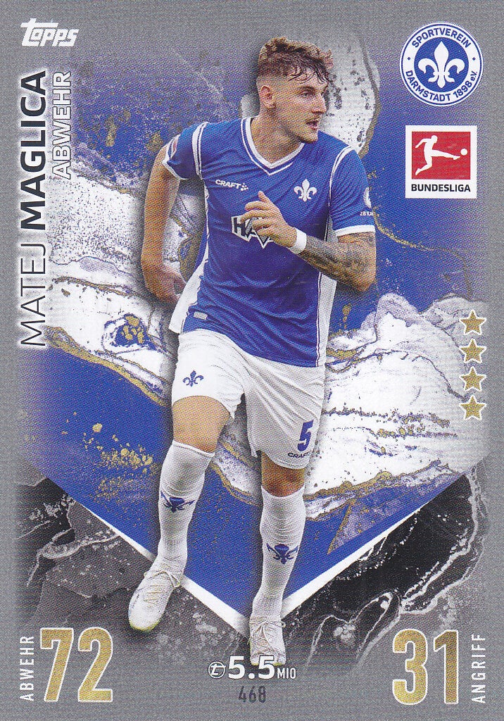 Matej Maglica / Darmstadt 98 / Topps Match Attax Extra 2023 / Basis Karte / Nr.468
