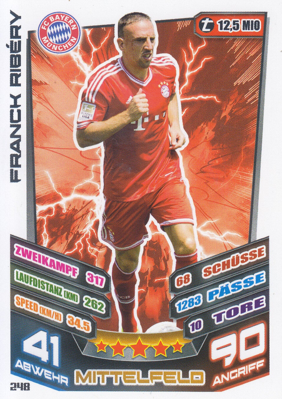Franck Ribery / FC Bayern München / Topps Match Attax 2013 / Basis Karte / Nr. 248