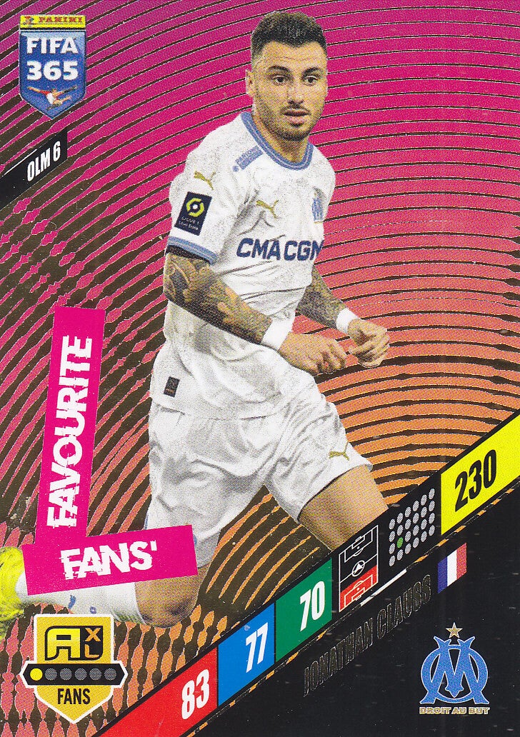 Jonathan Clauss / Olympique Marseille / Panini Fifa 365 Jahr 2024 / Fans Favourite Icon Fans / Nr. OLM 6