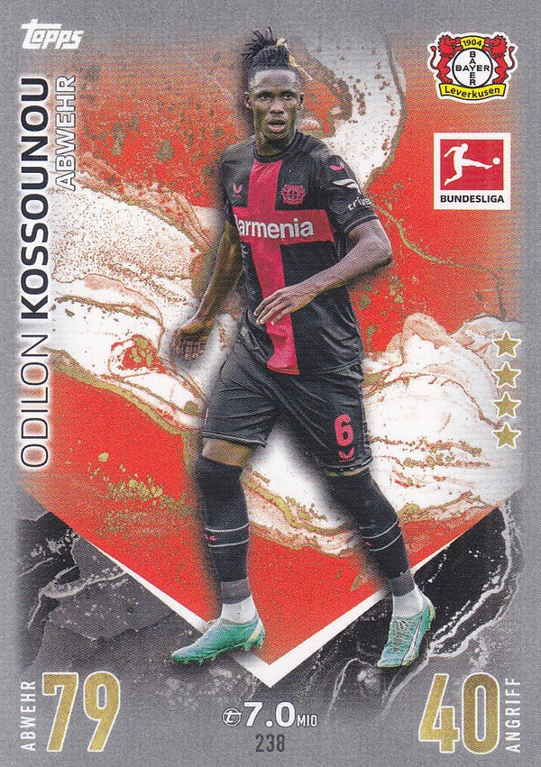 Odilon Kossounou / Bayer Leverkusen / Topps Match Attax 2023 / Basis Karte / Nr.238