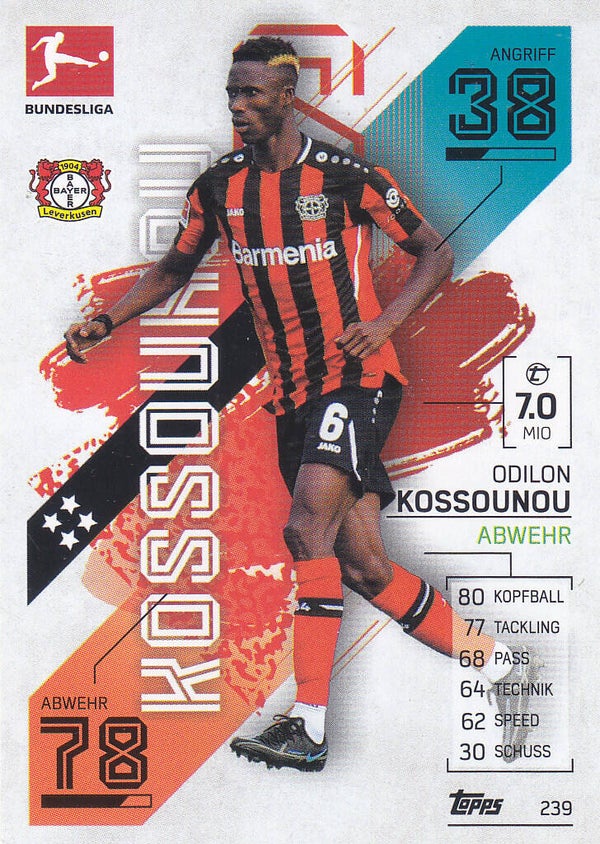 Odilon Kossounou / Bayer Leverkusen / Topps Match Attax 2021 / Basis Karte / Nr.239