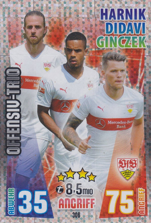 Harnik & Didavi & Ginczek / VFB Stuttgart / Topps Match Attax 2015 / Offensiv Trio / Nr. 306