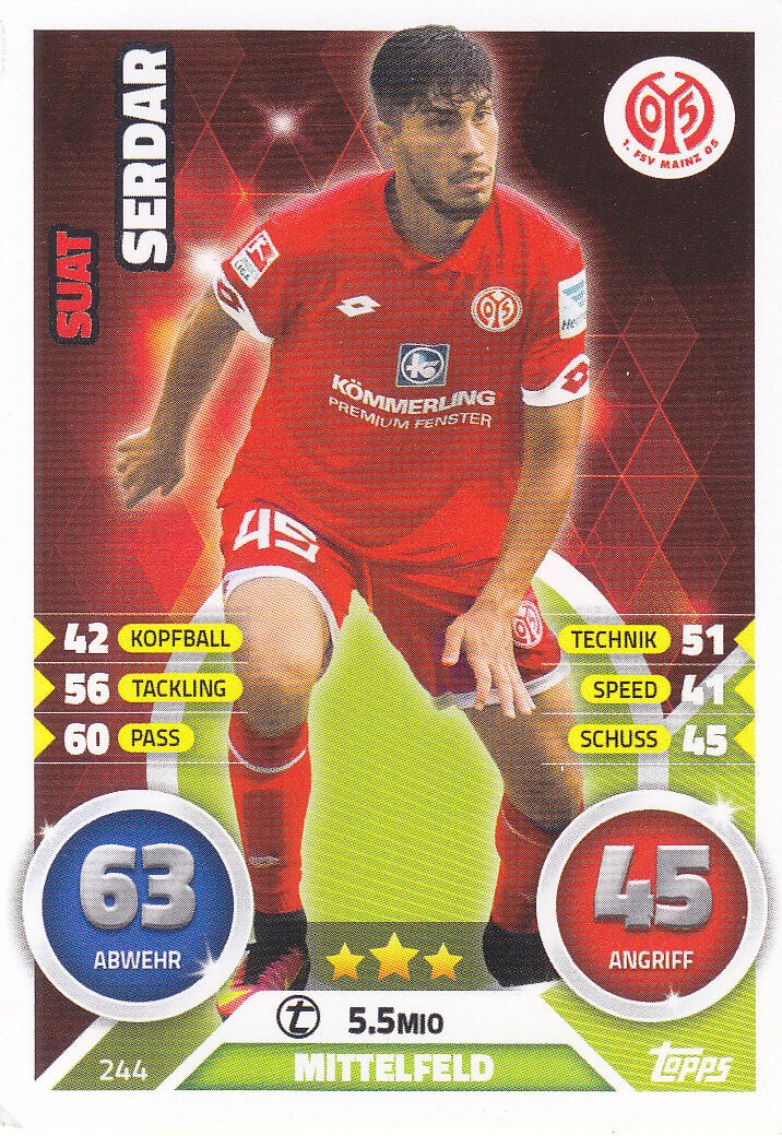 Suat Serdar / 1.FSV Mainz 05 / Topps Match Attax 2016 / Basis Karte / Nr.244