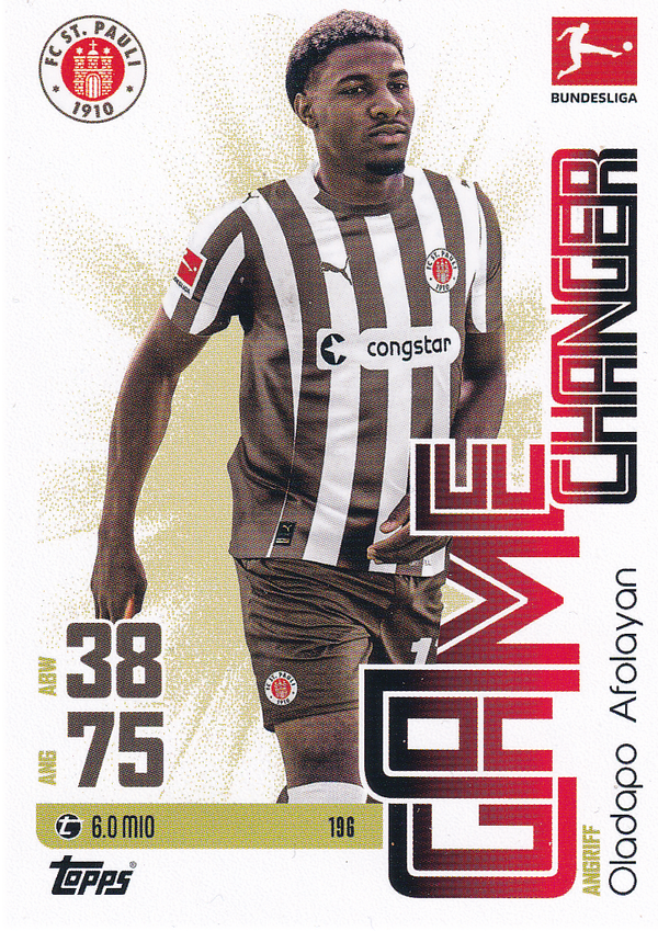 Oladapo Afolayan - FC St. Pauli - Topps Match Attax 2025 - Game Changer - Nr. 196