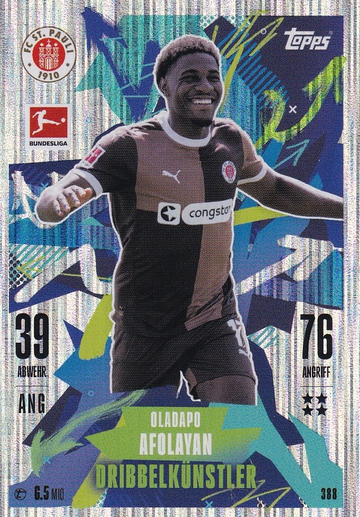 Oladapo Afolayan - FC St. Pauli - Topps Match Attax 2024 - Dribbelkünstler - Nr. 388