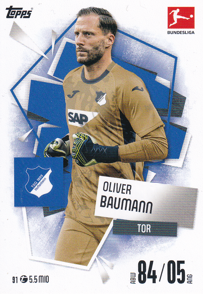 Oliver Baumann - TSG Hoffenheim - Topps Match Attax 2025 - Basis Karte - Nr. 91