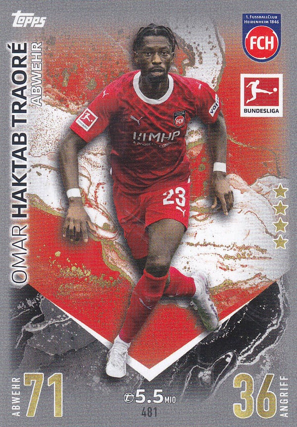 Omar Haktab Traore / 1.FC Heidenheim / Topps Match Attax Extra 2023 / Basis Karte / Nr. 481