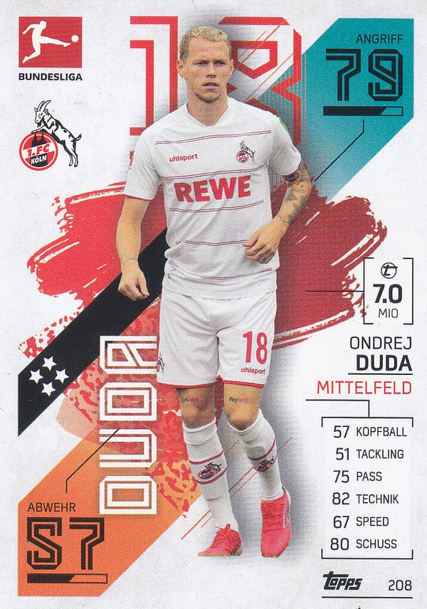 Ondrej Duda / 1.FC Köln / Topps Match Attax 2021 / Basis Karte / Nr.208