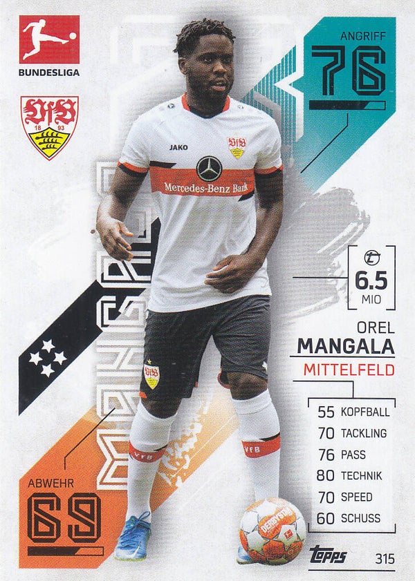 Orel Mangala / VFB Stuttgart / Topps Match Attax 2021 / Basis Karte / Nr.315