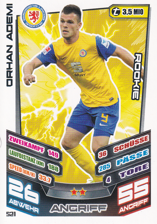 Orhan Ademi - Eintracht Braunschweig - Topps Match Attax 2013 - Rookie - Nr. 521