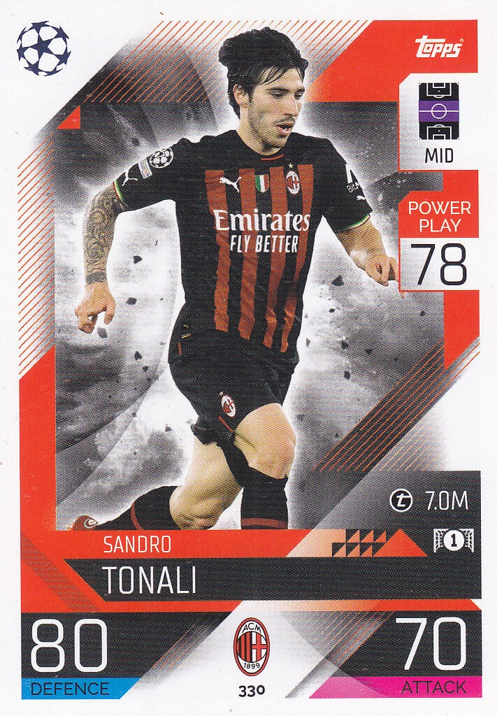 Sandro Tonali / AC Mailand / Topps Champions League 2022 / Basis Karte / Nr.330