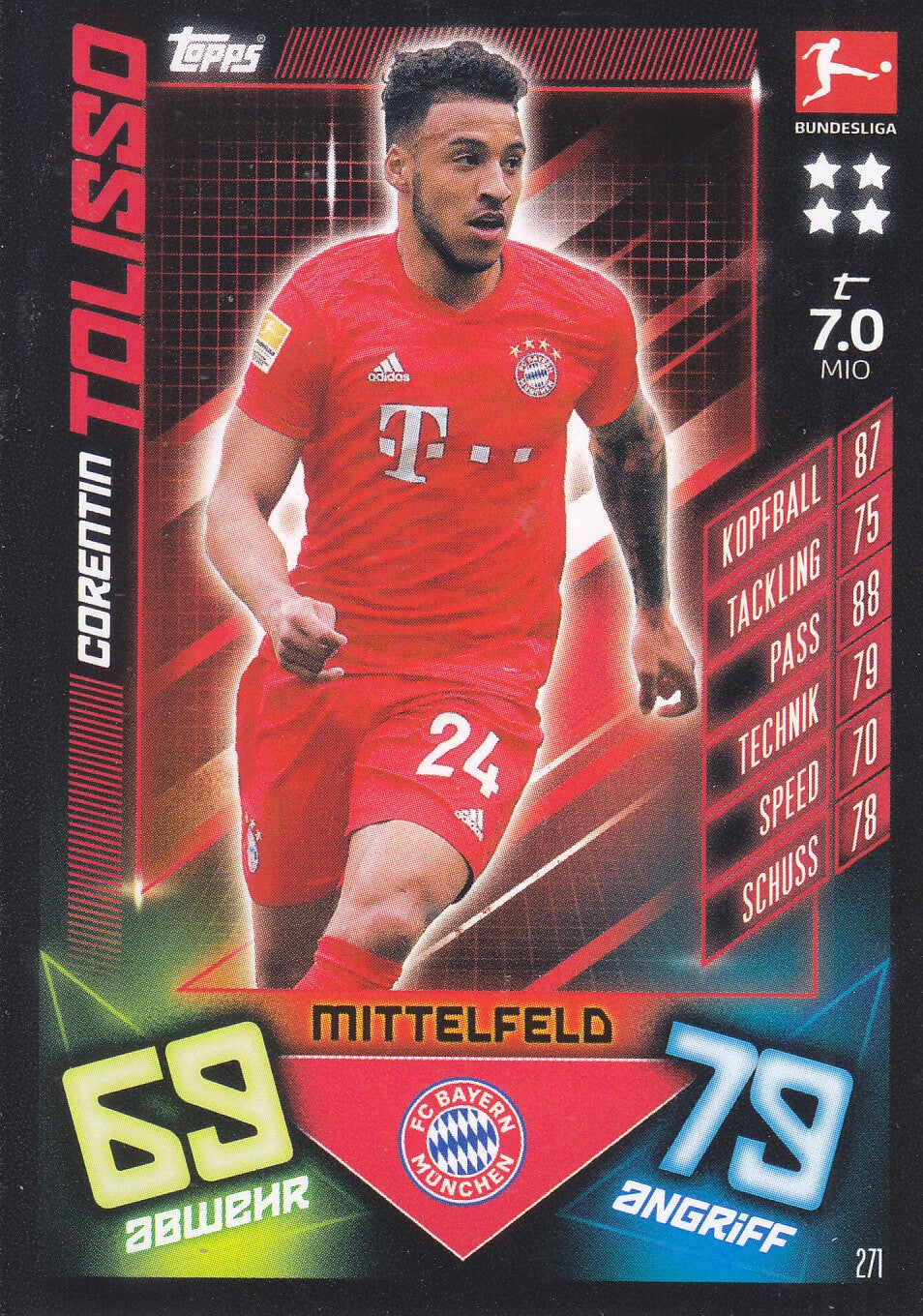 Corentin Tolisso / FC Bayern München / Topps Match Attax 2019 / Basis Karte / Nr.271